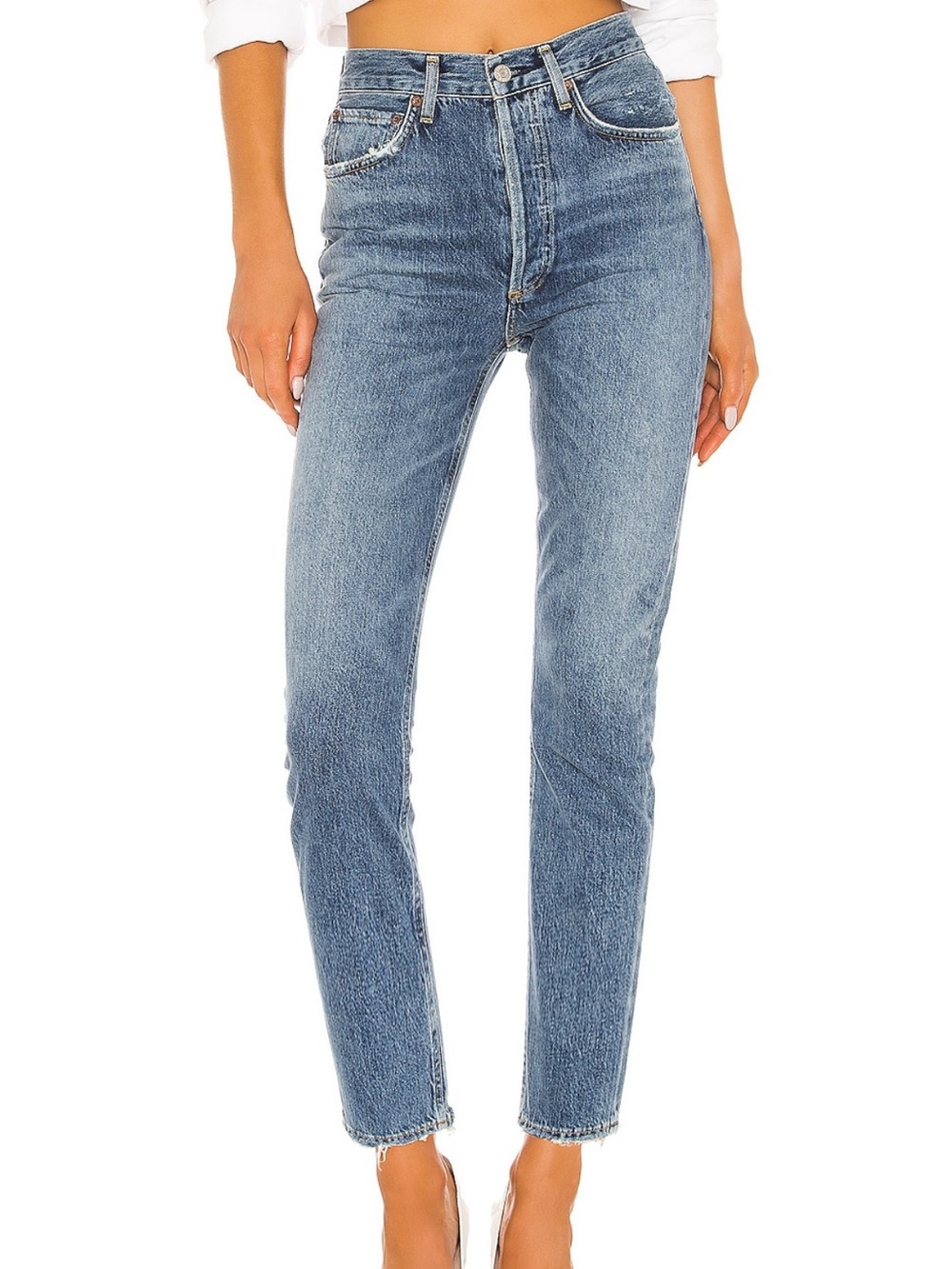 Agolde Riley High-Rise Straight Crop Jeans -Frequency